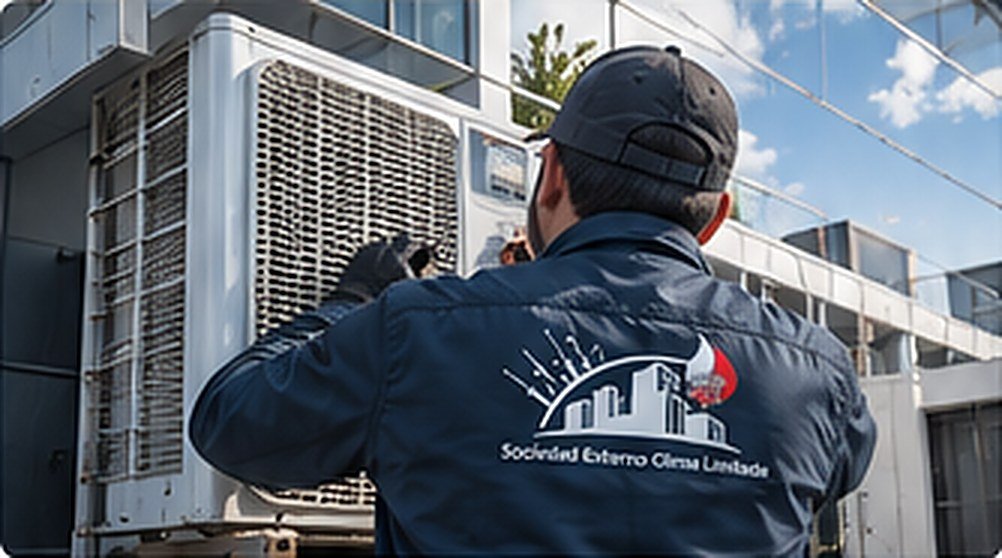 Técnico de Externo Clima trabajando en unidad exterior